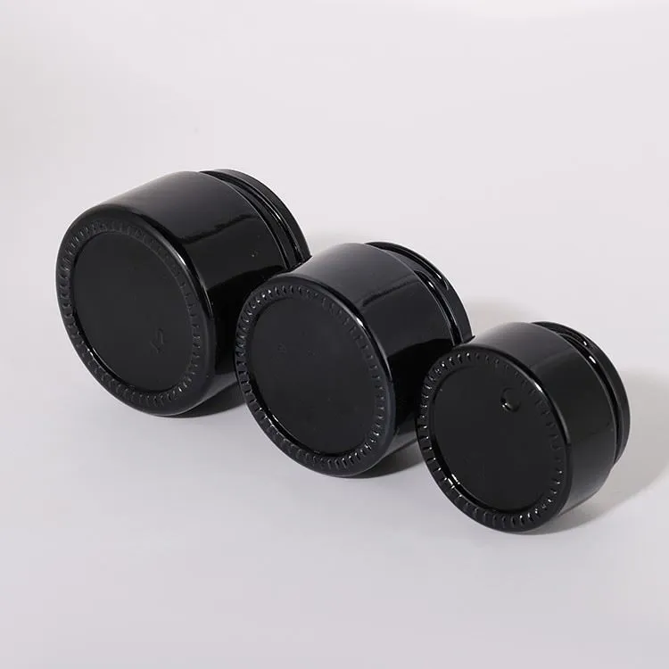 50g black glass cream jar